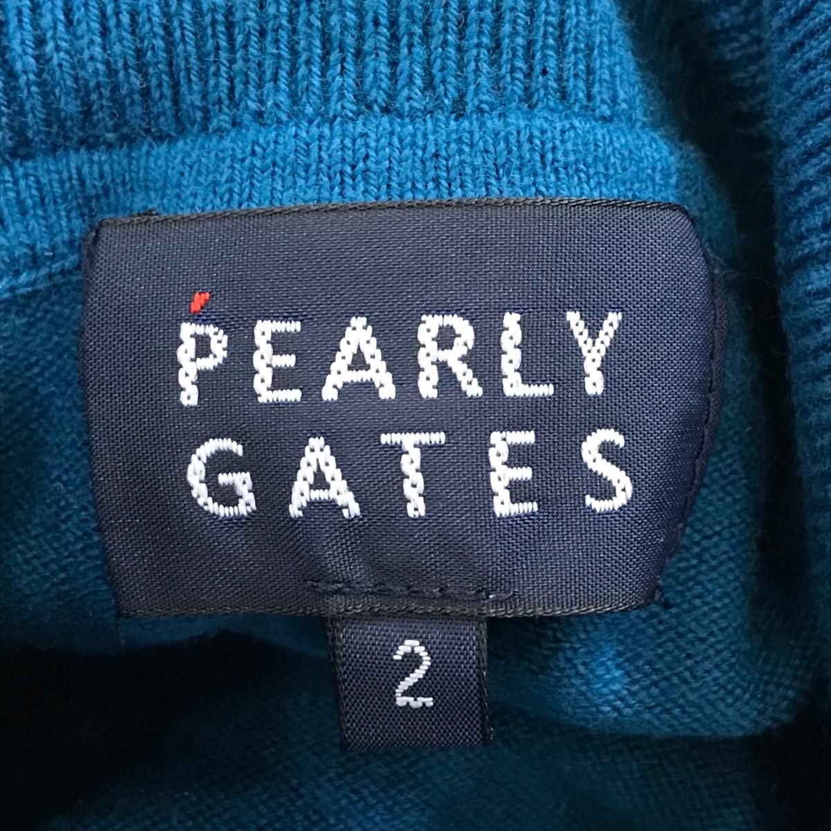 パーリーゲイツ タートルネックセーター ブルー系 背面ロゴ ニット