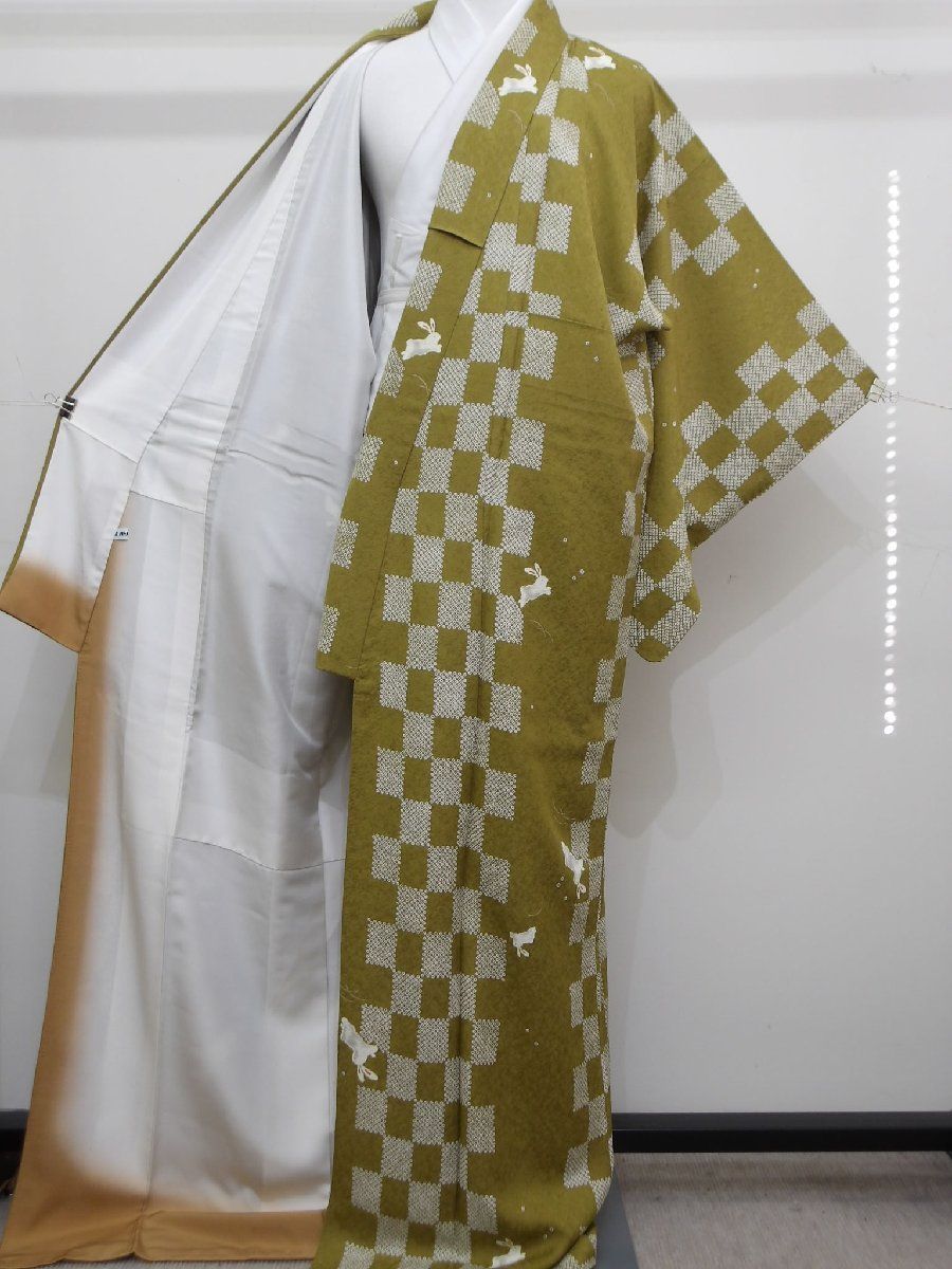 P41297 美品！ かわいい ウサギの 小紋 袷 t - メルカリ