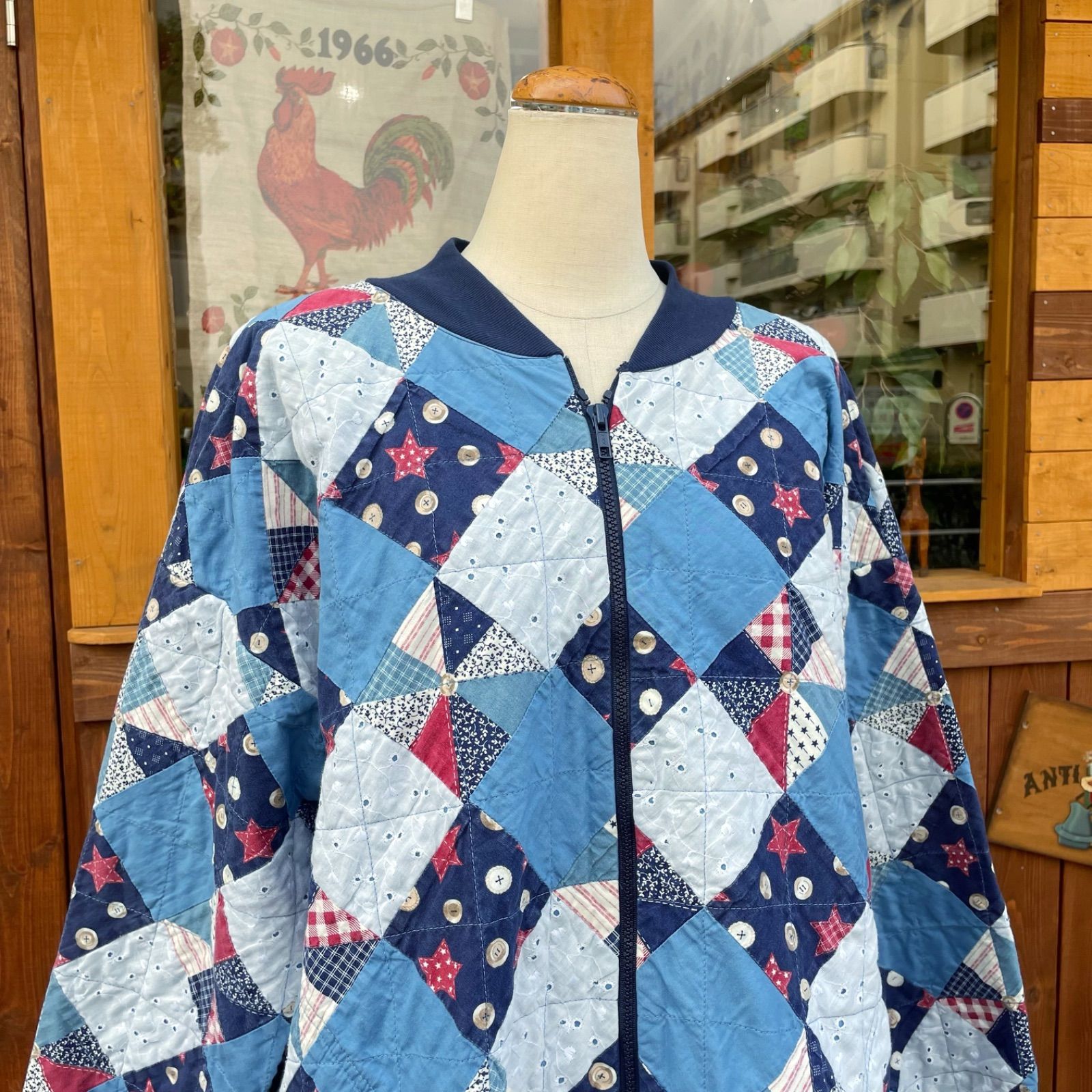 80 s 90 キルティング ジャケット パッチワーク 星柄 ブルゾン