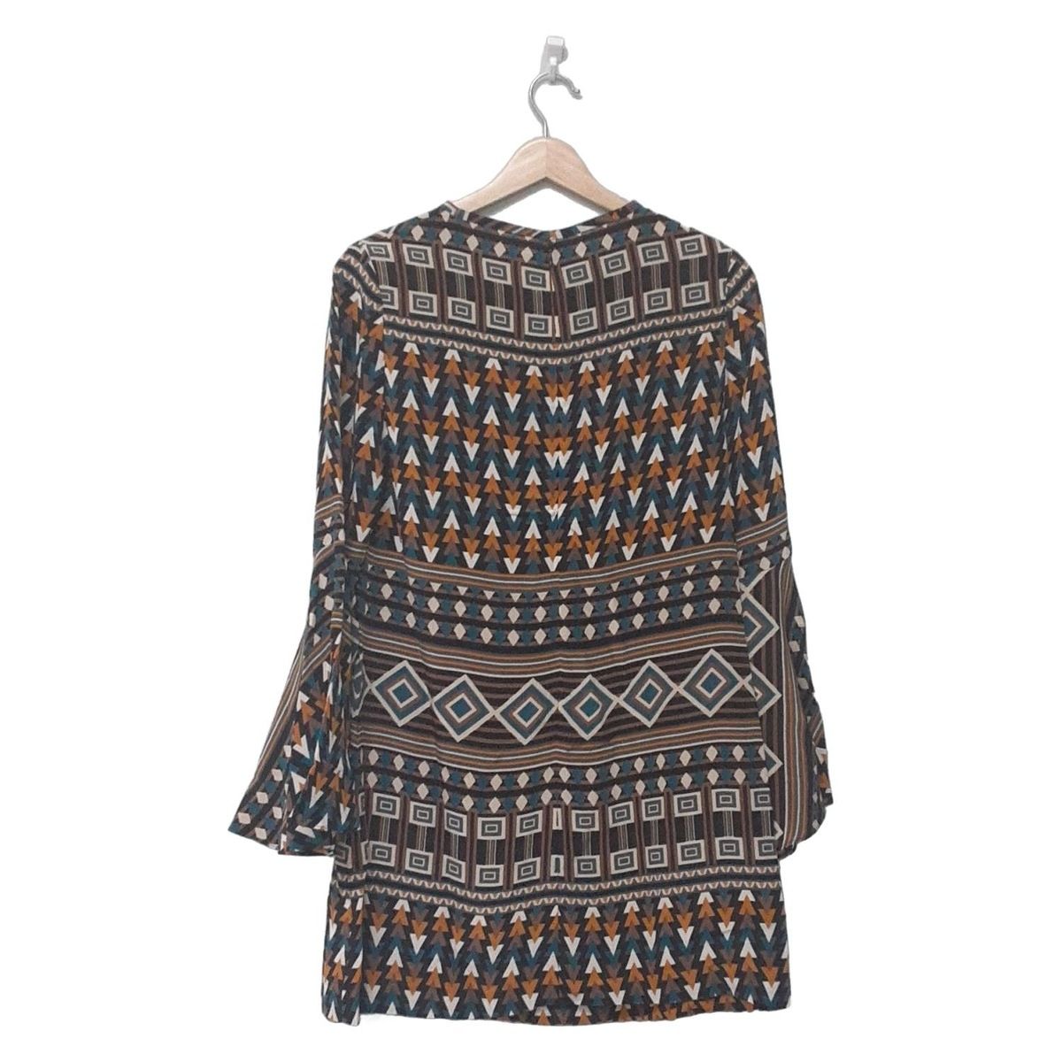 ISSA イッサロンドン チュニック サイズUK 6 S レディース - 黒×ブラウン×マルチ 長袖