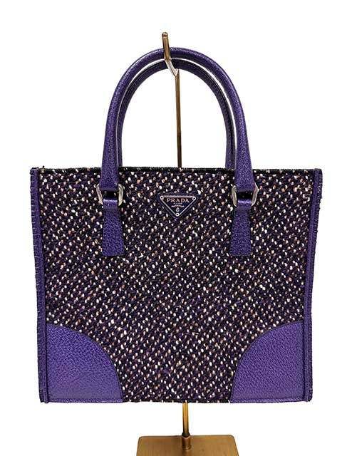 希少PRADAプラダツイードハンドバッグパープル 希少PRADAプラダツイードハンドバッグパープル