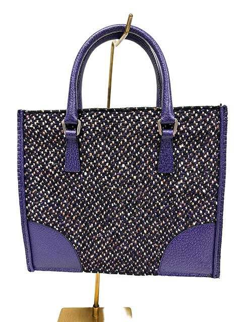 希少PRADAプラダツイードハンドバッグパープル 中古】PRADA プラダ バッグ ツイード パープル系 B11262＿s04＿