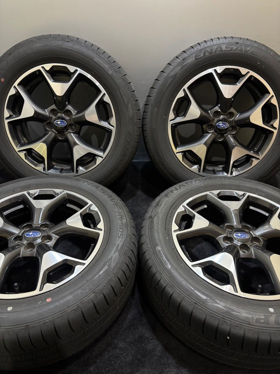 225 60 R 17 DUNLOP ENASAVE RV 505 23年製 スバル XV ENKEI 17インチ 7 J 55 100 5 H 夏タイヤ 4本 フォレスター レガシィ 南6 L 140