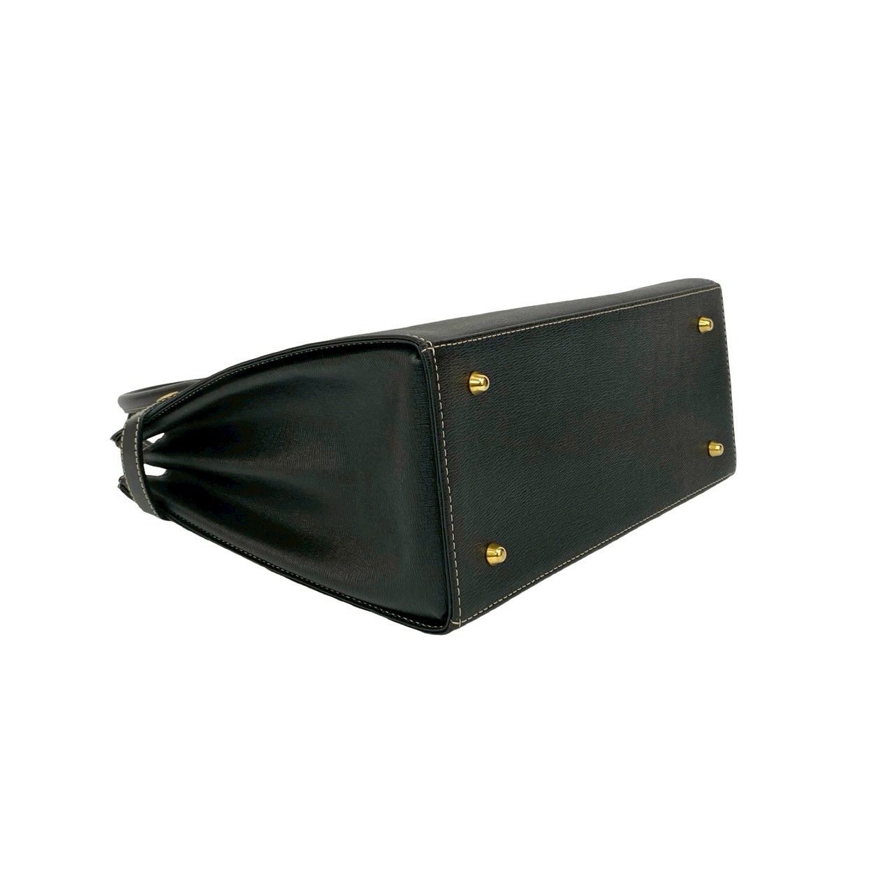  バーバリー ロゴ 金具 ノバチェック 柄 ステッチ レザー 本革 ハンドバッグ トートバッグ ブラック 黒 72056 ハンドバッグ バッグ