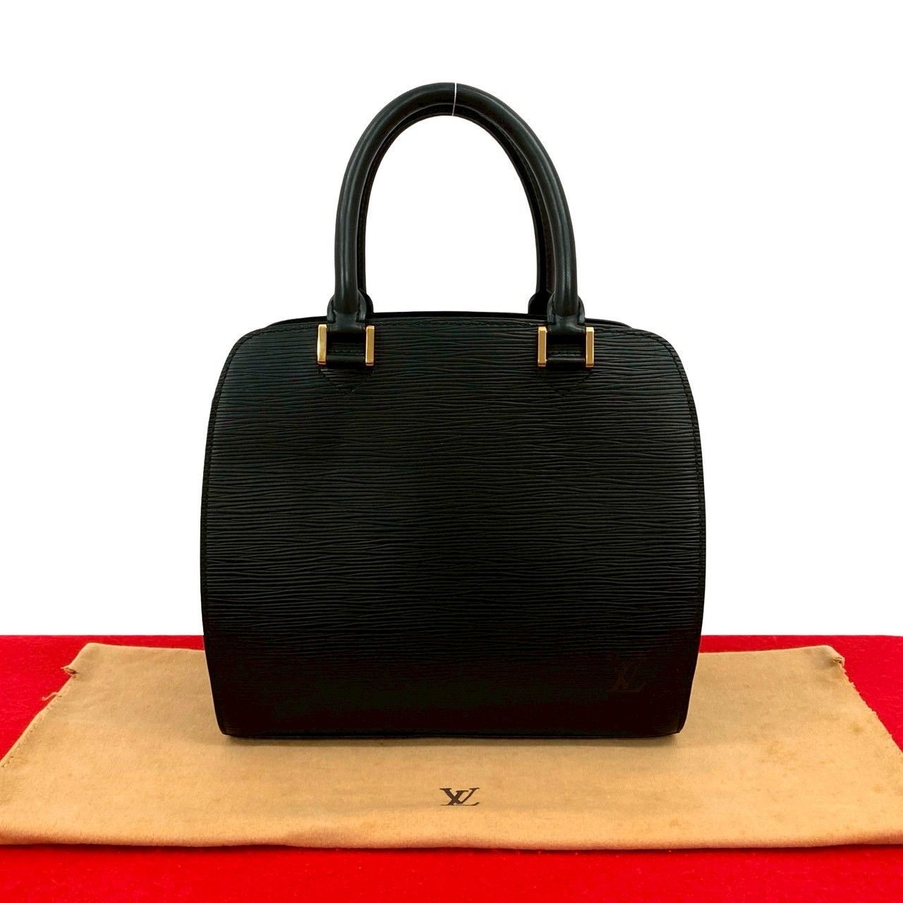 袋付 LOUIS VUITTON ルイヴィトン ヴィンテージ ポンヌフ エピ レザー 本革 ハンドバッグ ミニ トートバッグ ノワール 480 7