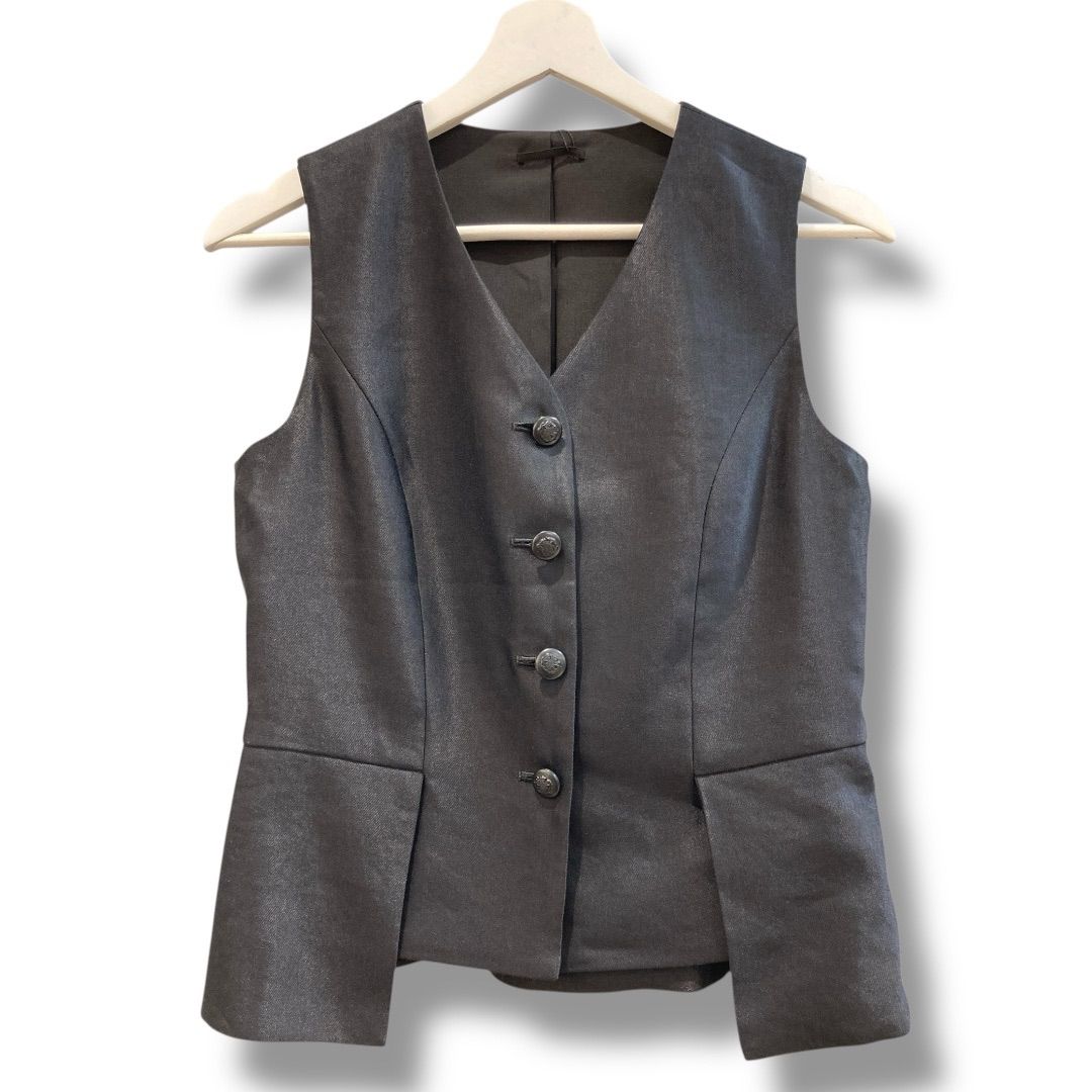 ANAYI アナイ ラミーストレッチ ペプラムジレ ベスト ブラック レディース 春 ゴーゴー 草2787