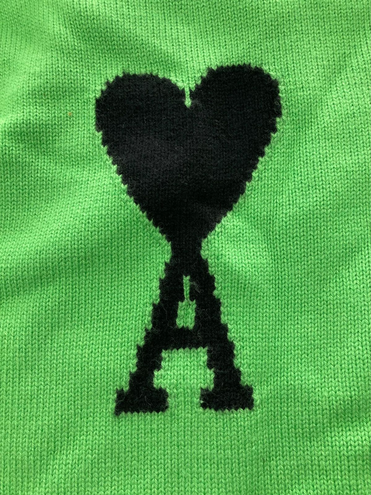 AMI PARIS アミパリス ニット セーター ハートロゴ グリーンLサイズ