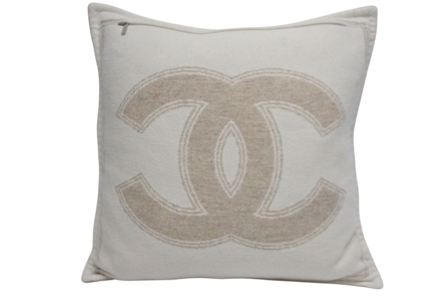 極美品 CHANEL シャネル ココマーク デカロゴ クッション ウール