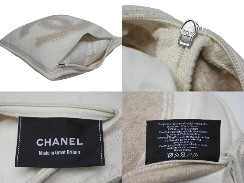 極美品 CHANEL シャネル ココマーク デカロゴ クッション ウール