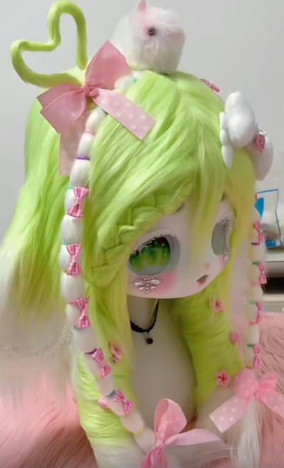 着ぐるみヘッド kigurumi NO 204 うさぎ 緑 ファースーツ 全頭ヘッド ケモノ マスク ぬいぐるみ コスプレ コスチューム