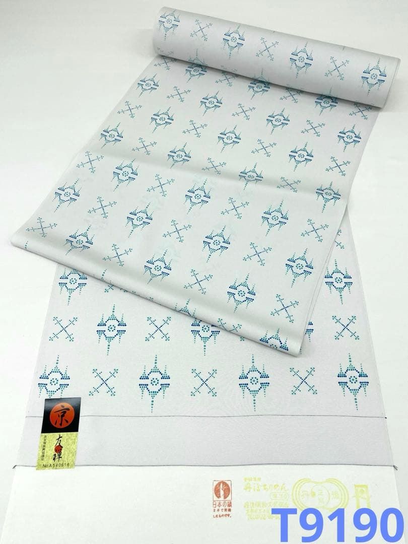 小紋 京友禅 全体柄 正絹 反物 T 9190