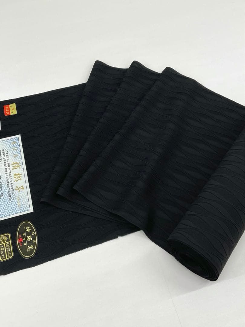 コート地 ふくれ織 紋意匠 憲法染 堅牢染 神路黒 正絹 反物 T9189