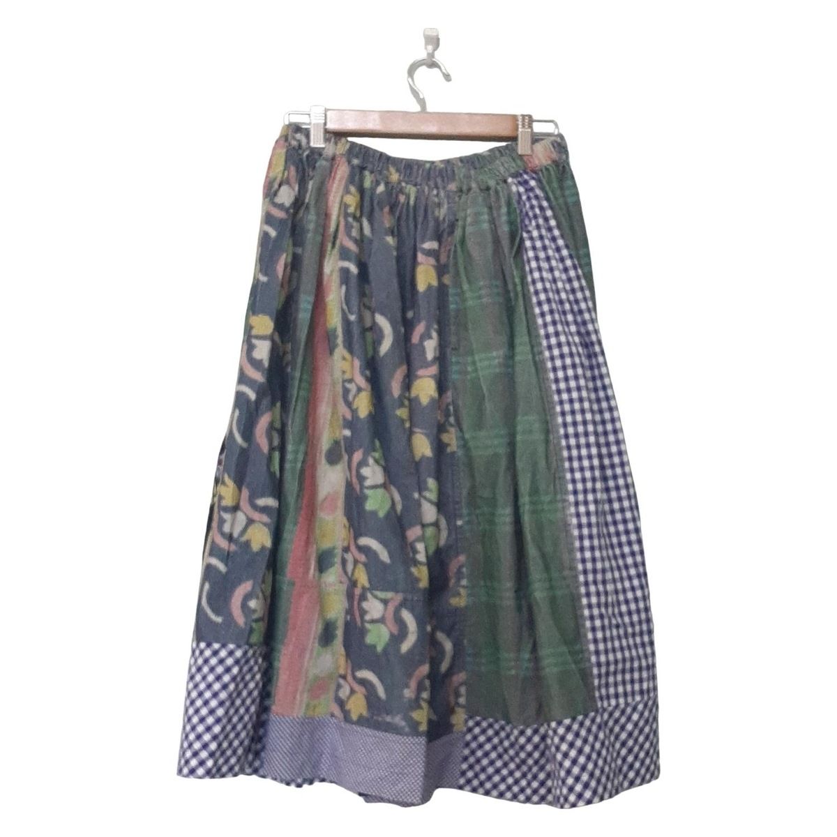 tao タオ ロングスカート サイズM レディース - ネイビー×グリーン×マルチ 花柄 チェック柄
