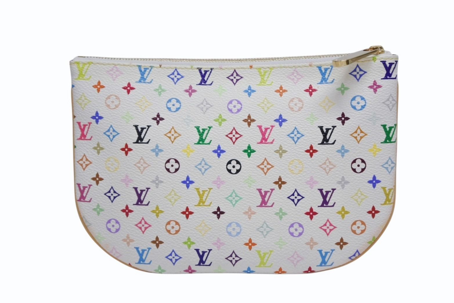 LOUIS VUITTON ルイヴィトン モノグラムマルチ ポシェットGM ポーチ クラッチ PVCレザー 村上隆 ホワイト M 60027 4 b 010377