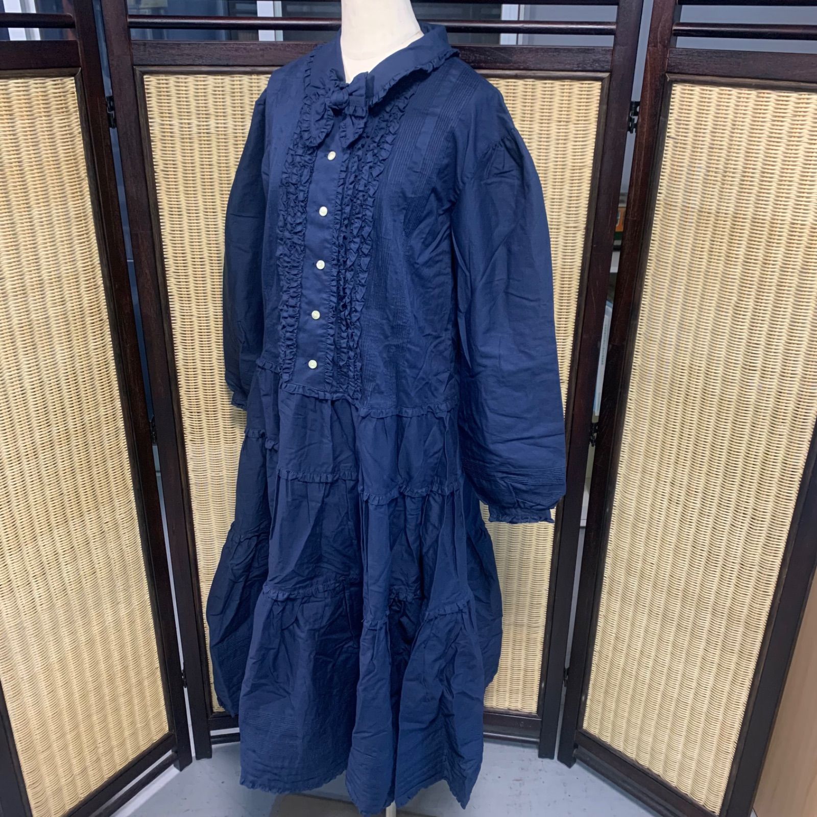 PINKHOUSE ピンクハウス フリル ワンピース 古着 紺 ネイビー