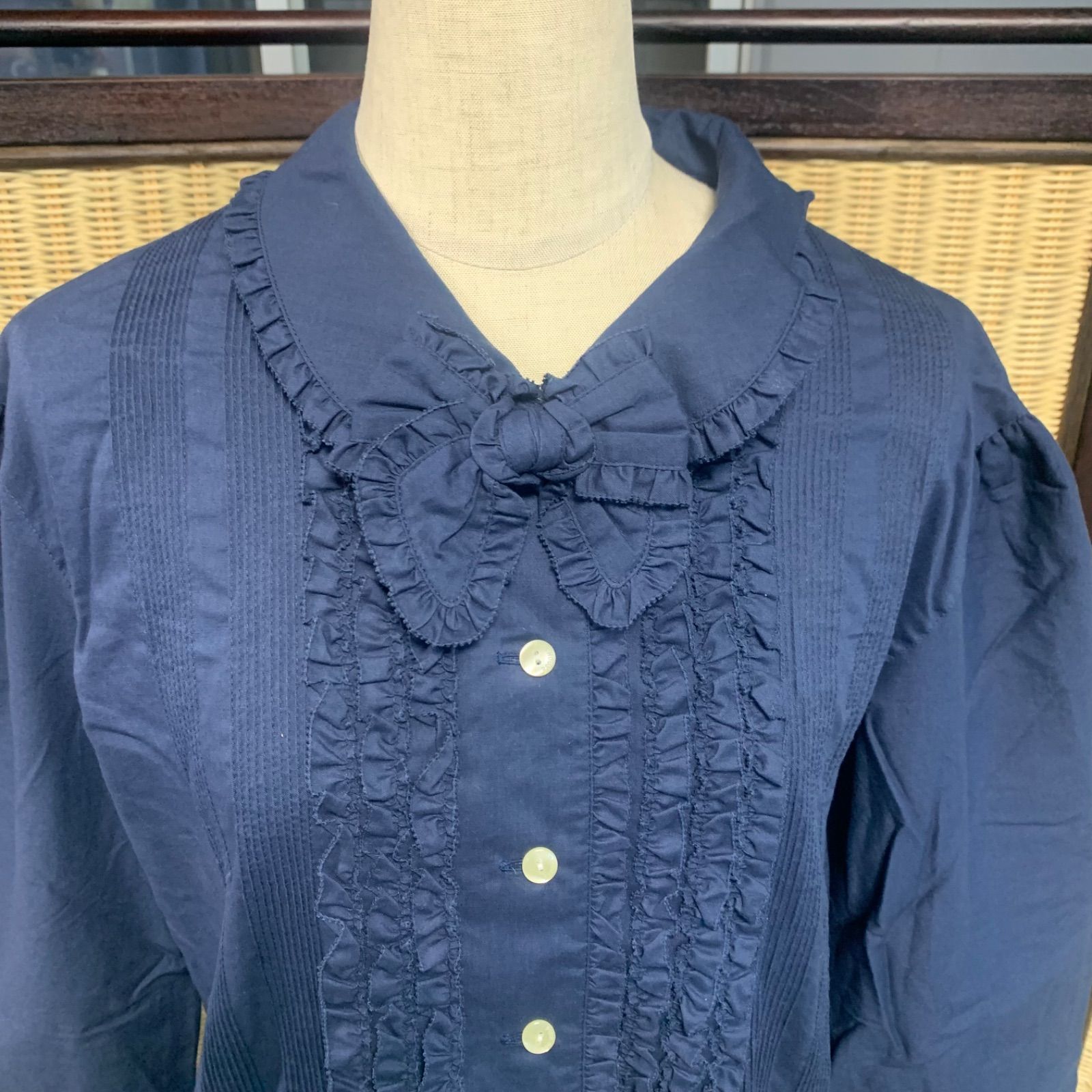 【タグ付き・未着用】PINK HOUSE♪ ネイビー フリル ワンピース PINKHOUSE ピンクハウス フリル ワンピース 公式 古着 紺 ネイビー