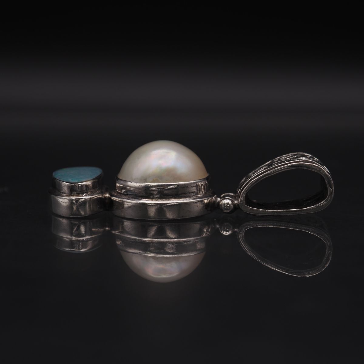 L471 マベパール 真珠 オパール ペンダント トップ 透かし彫り