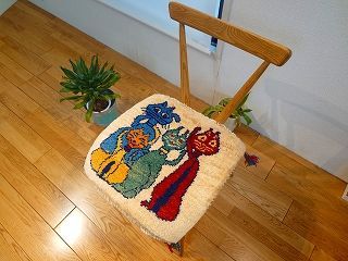 ペルシャ ギャッベ ミニマット ラグ 横41.5 x 41.5 cm 厚み 2.55 4匹の猫 T 8836 G