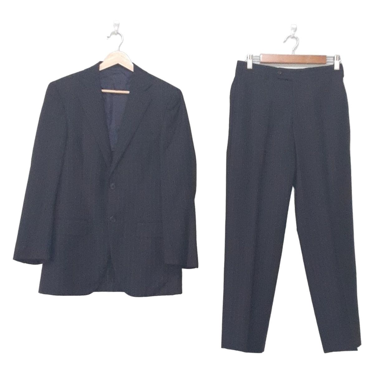 BELVEST ベルヴェスト シングルスーツ メンズ ダークネイビー 黒 ライトグレー ストライプ