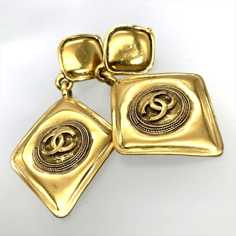 シャネル CHANEL ココマーク ひし形 イヤリング メタル ゴールド レディース