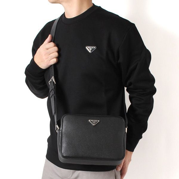 25 AWモデル プラダ PRADA メンズ レザー ショルダーバッグ NERO 2 VH 189 BBE F 0002 2025 26 AW m bag