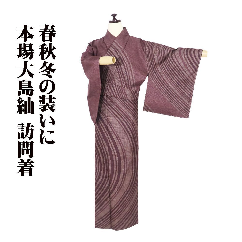 本場大島紬 経緯絣 付下げ訪問着 竜田川絞り 柳煤竹 イ6213 本場大島紬 経緯絣 付下げ訪問着 竜田川絞り 柳煤竹 イ6213 本場大島紬