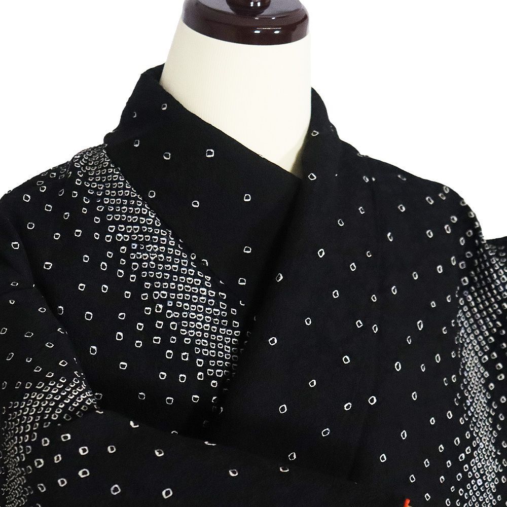 【高級 美品 鹿の子絞り小紋 正絹】 ☆美品 お茶事最適 縮緬地 鹿の子絞りの 小紋（正絹）仕立上り＜KK265＞☆