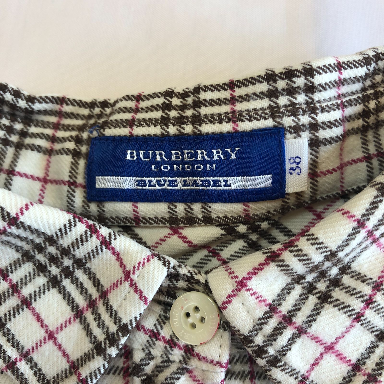 BURBERRY LONDON】チェック柄 コットンシャツ／ 38 長袖 バーバリー 