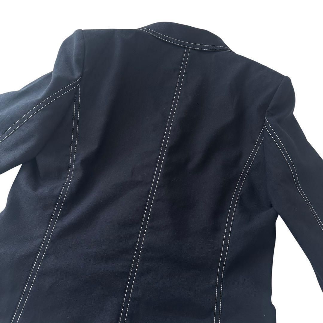  allureville アルアバイル Oggi掲載 テトアサツイルストレッチジャケット ネイビー 2 M テーラードダブルボタン テーラードジャケット ジャケット アウター