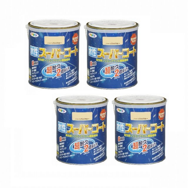 アサヒペン 水性スーパーコート １．６Ｌ ハーベストイエロー 4缶セット