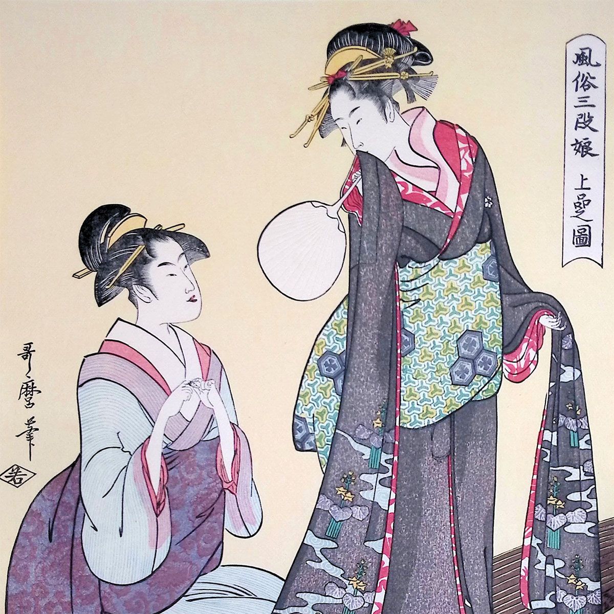 喜多川歌麿 風俗三段娘 上品之図 浮世絵 木版画 美人画 女性像 人物画