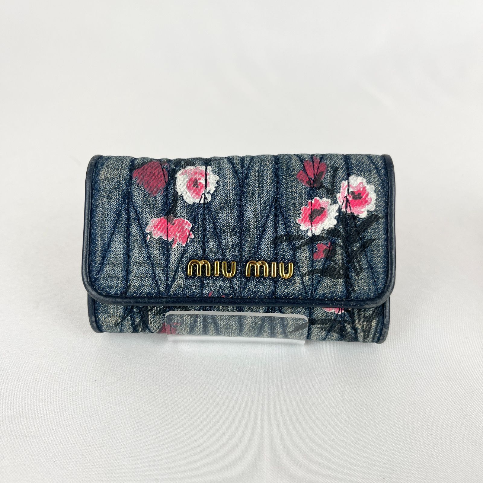 MIU MIU ミュウミュウ 5PG222 デニム キーケース フラワー - メルカリ