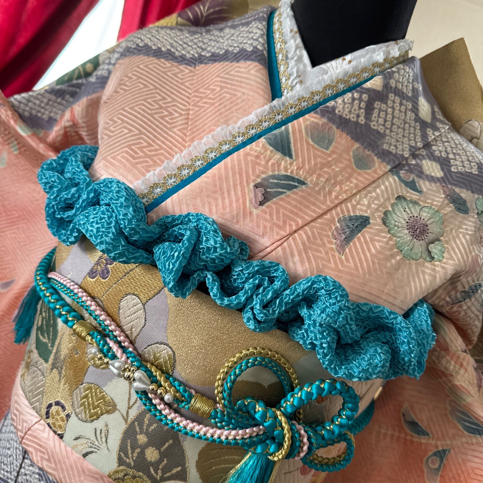 振袖フルセット、高級総絞り辻が花、成人式、重ね衿、帯揚げ帯締め、膨れ織袋帯、襦袢 振袖フルセット、高級総絞り辻が花、成人式、重ね衿、帯揚げ帯締め