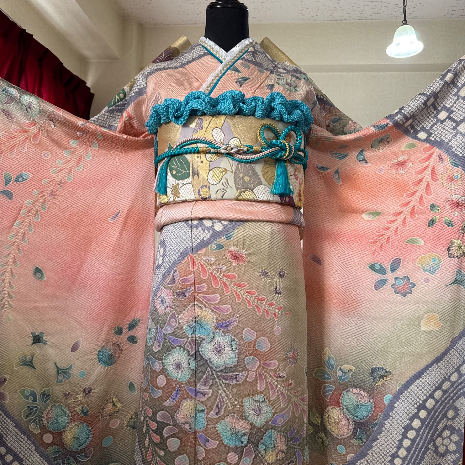 振袖フルセット、高級総絞り辻が花、成人式、重ね衿、帯揚げ帯締め、膨れ織袋帯、襦袢 振袖フルセット、高級総絞り辻が花、成人式、重ね衿、帯揚げ帯締め