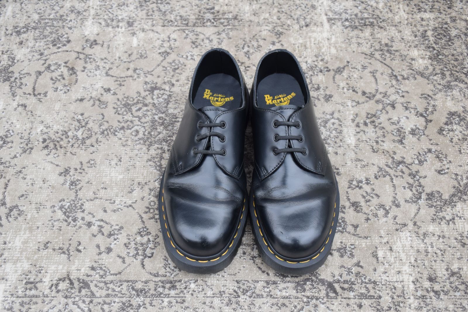 Dr.Martens ドクターマーチン 21084 厚底 3ホール プレーン 外羽根 黒 ブラック UK 7 26.0 cm W 3439