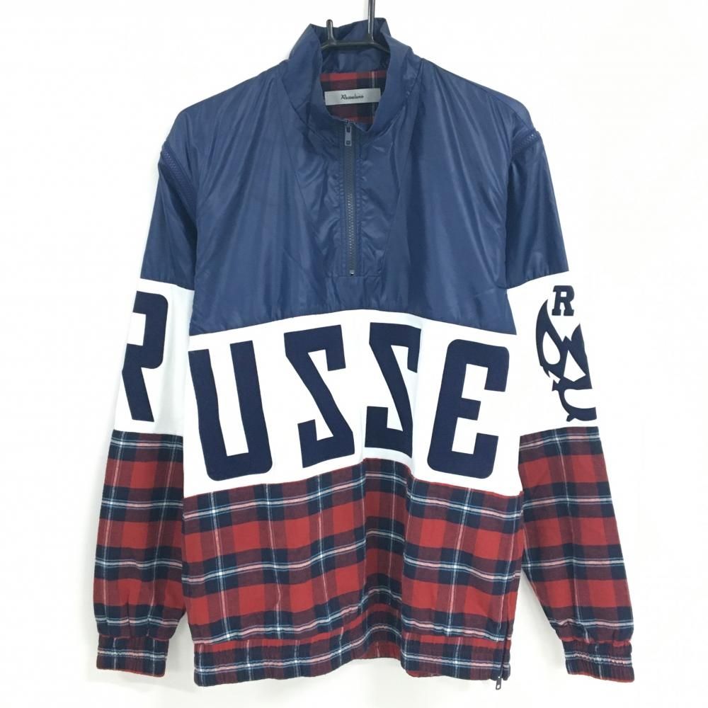 美品】ラッセルノ 2WAYブルゾン ネイビー×白×レッド 一部チェック