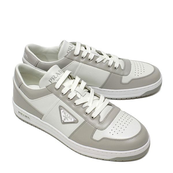 PRADA ダウンタウントライアングルロゴスニーカー ホワイトレザー 38 25AWモデル プラダ PRADA ダウンタウン トライアングルロゴ レザー