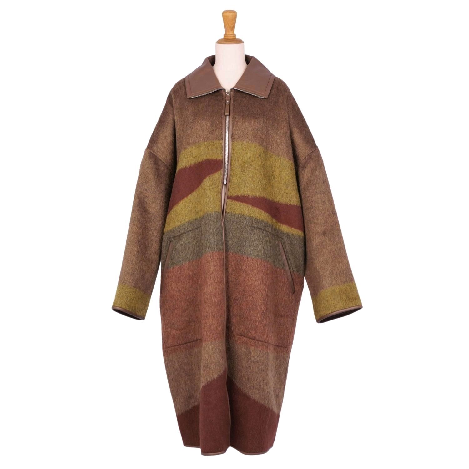 極美品 エルメス HERMES 2022年 ロングコート ジップアップ ダブルフ