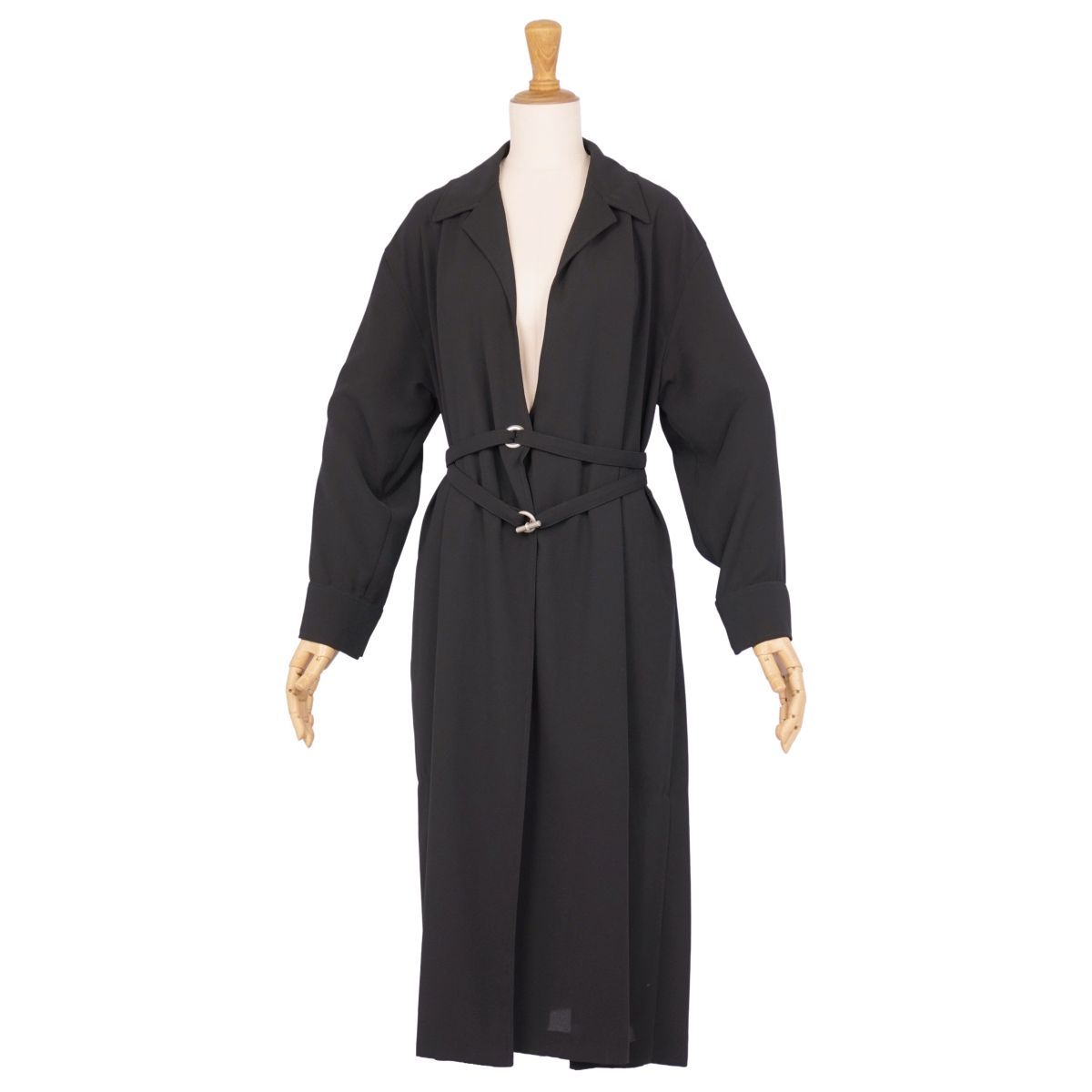 美品　HERMES シルク　エルメス刺繍　ベルト付　コート　ワンピース 美品 HERMES シルク エルメス刺繍 ベルト付 コート ワンピース 美品