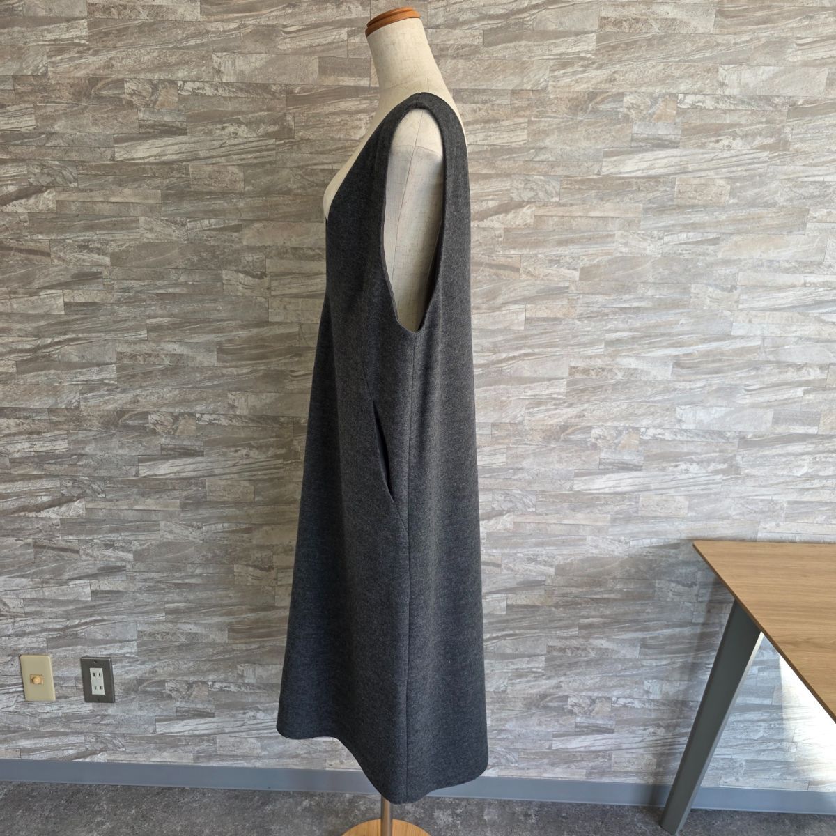 23 ku 23区 ウール ツイード生地 Vネック ジャンパースカート ワンピース レディース L ポリエステル