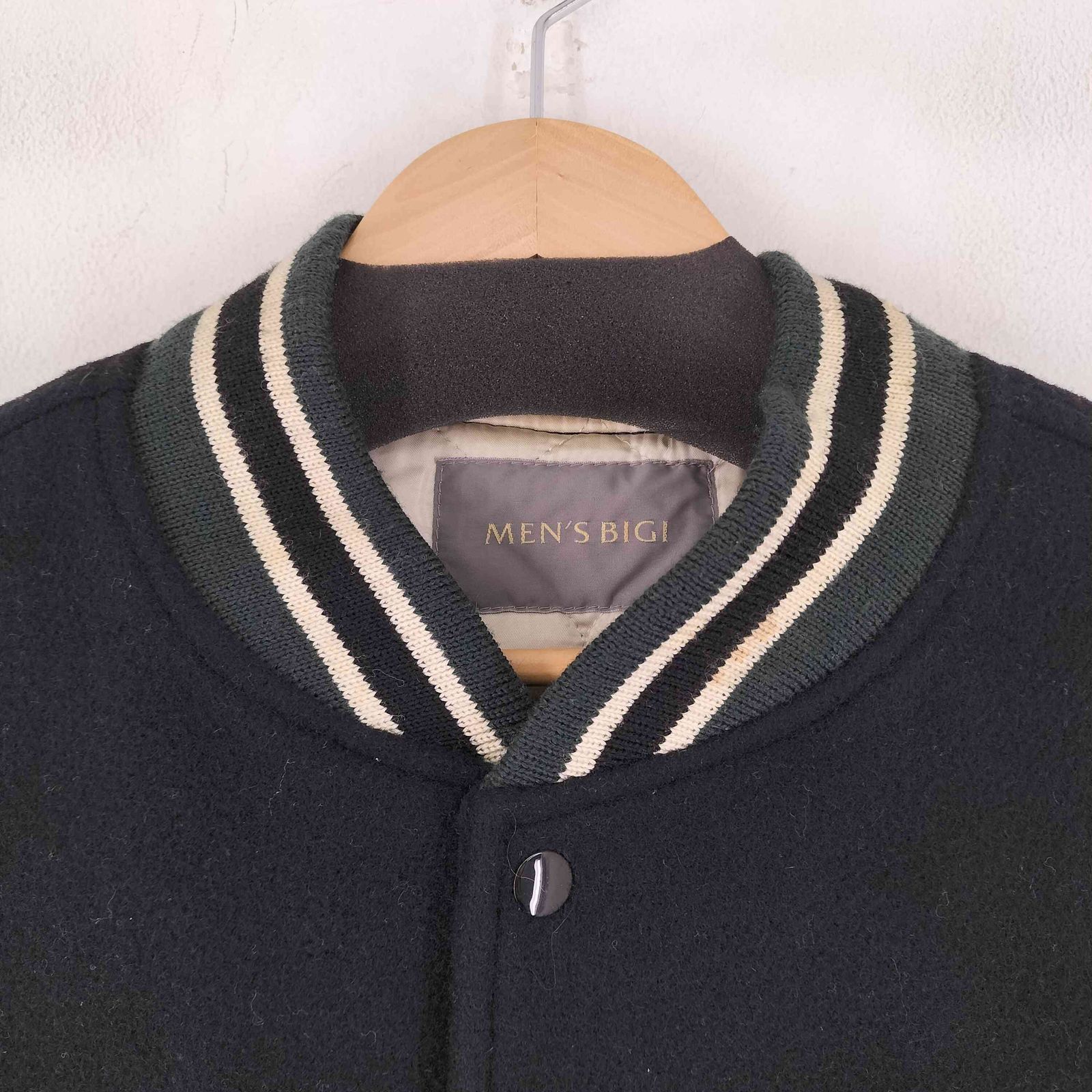 メンズビギ MENS BIGI 80-90s カウレザー切り替え両面刺繍ウール