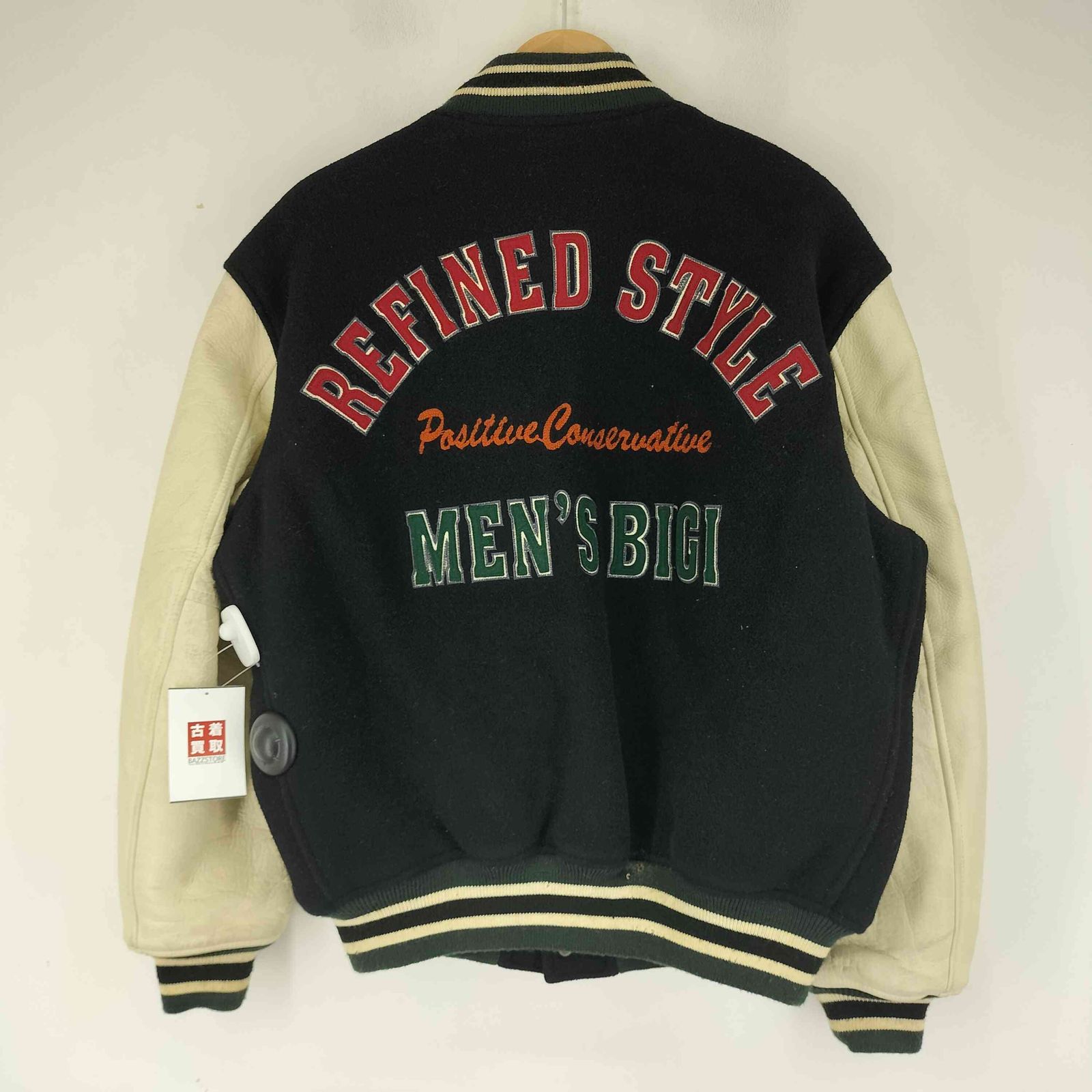 メンズビギ MENS BIGI 80-90s カウレザー切り替え両面刺繍ウール