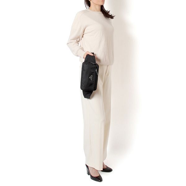 25 AWモデル プラダ PRADA レディース Re Nylon x サフィアーノレザー ベルト ボディバッグ NERO 2 VL 977 DMG F 0002 2025-26 AW l-bag