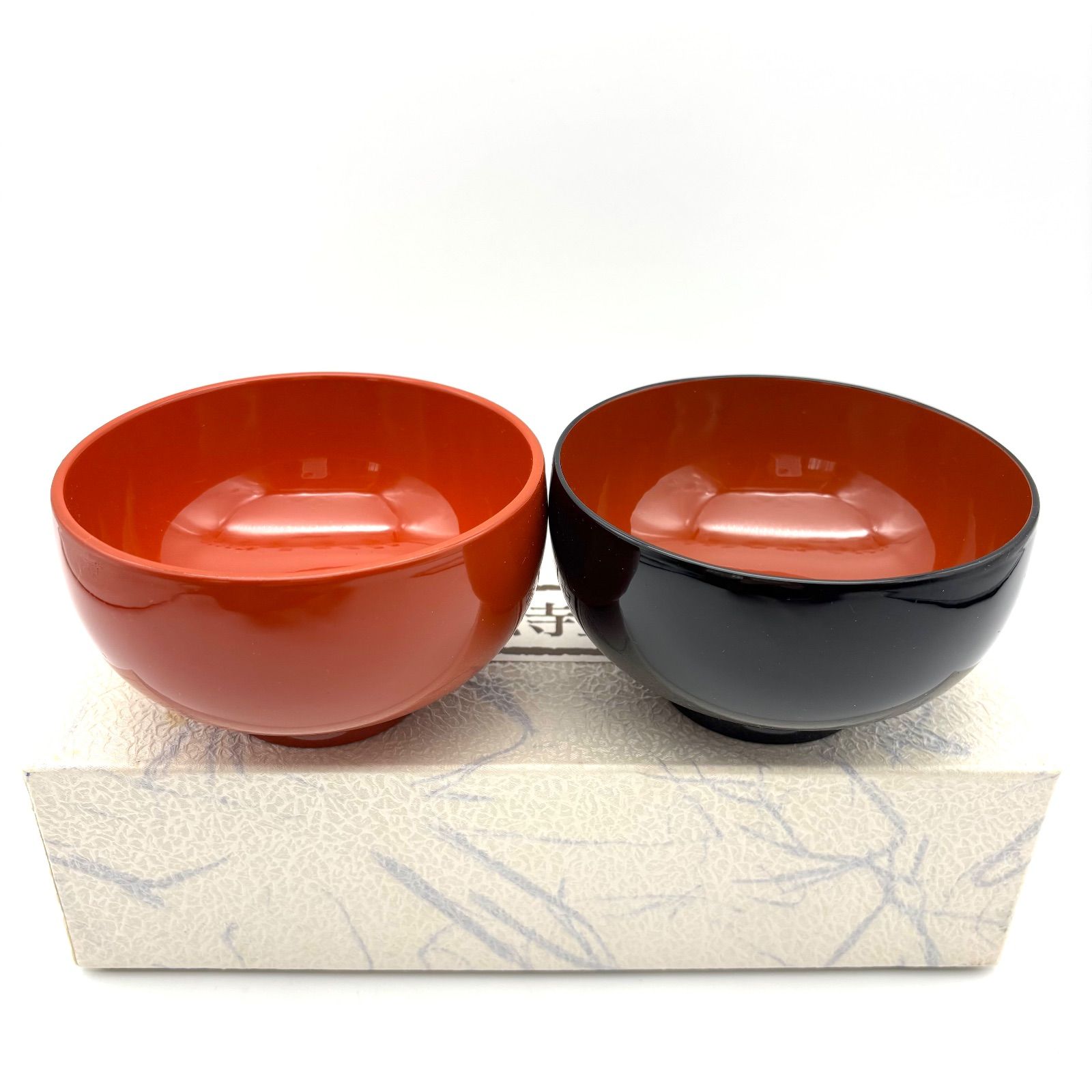 浄法寺塗】椀 朱•黒 （各1）ペア セット / 浄法寺うるし 天然木漆器 組