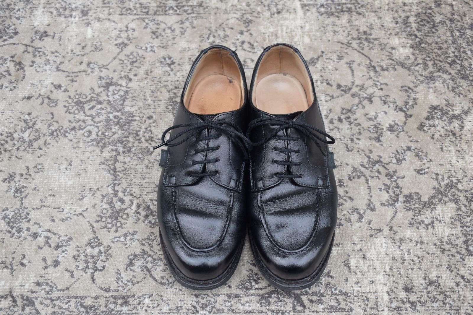 染め替え Paraboot パラブーツ シャンボード Uチップ 外羽根 黒 ブラック UK 7 25.5 cm W 3441