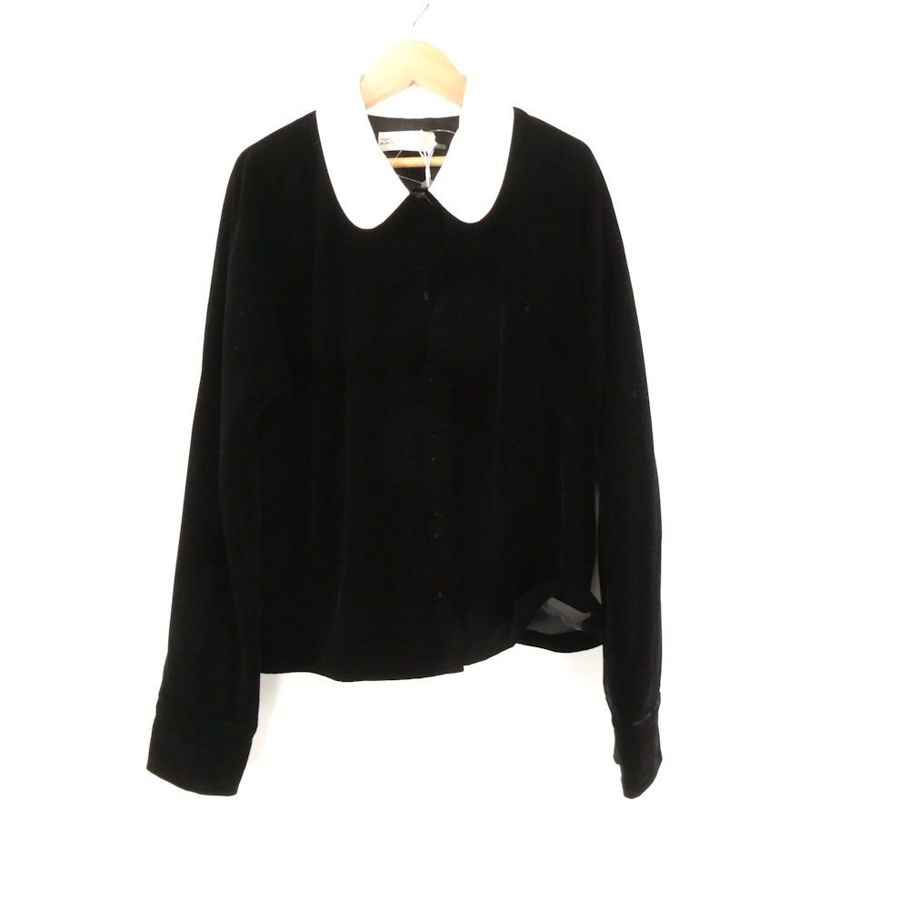 TORY BURCH トリーバーチ ROUND COLLAR VELVET SHIRT ベルベット シャツ ツイルトリム 10 アセテート 他 ラウンド レディース