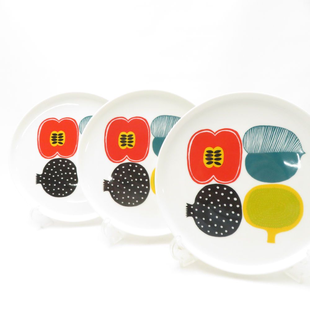 マリメッコ oliva 'KOMPOTTI' プレート 希少　レア　3枚 marimekko マリメッコ KOMPOTTI コンポッティ 中皿 3枚 セット 20cm