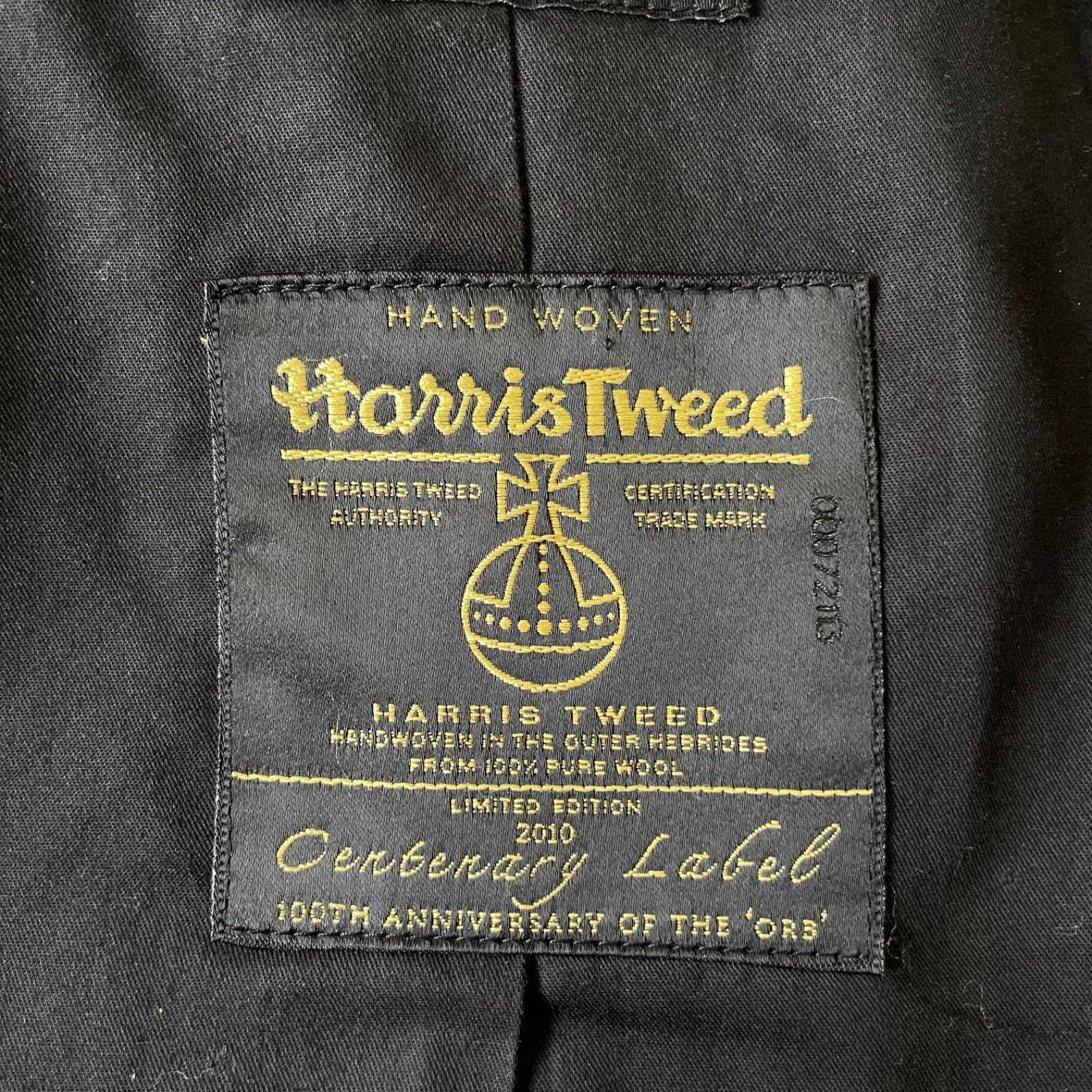 【希少100周年ラベル】ユナイテッドアローズ×ハリスツイード ジャケット M ツイードライク ノーカラー ジャケット