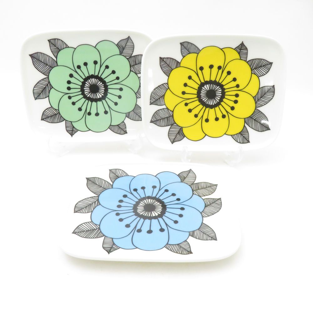 未使用 marimekko マリメッコ KESTIT ケスティト スクエアプレート 3枚