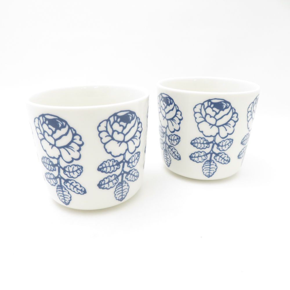 marimekko マリメッコ ヴィヒキルース ラテマグ 2点 陶器 ペア ネイビー 日本 色 カップ コップ